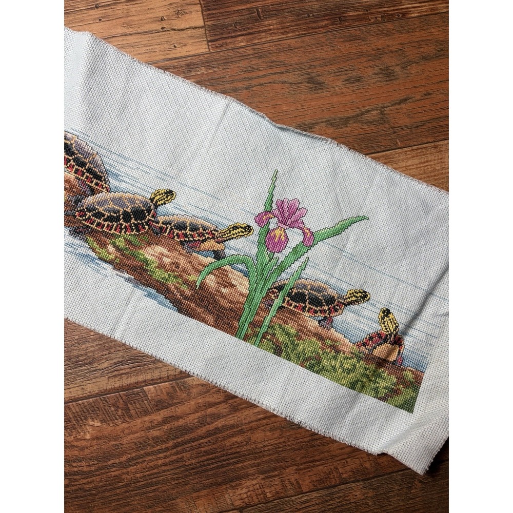 Elsa Williams Spring Turtle On A Log Counted Cross Stitch